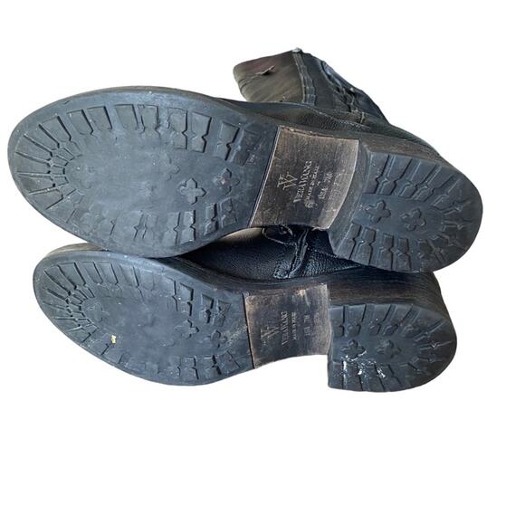 Vera Wang Evan Black Leather Zipper Riding Moto Boots size 7 - Picture 8 of 11